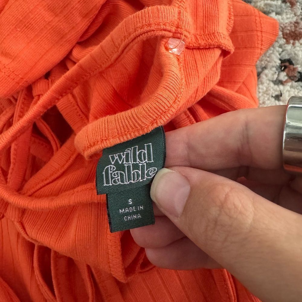 Orange Ribbed Romper - Picture 3 of 3